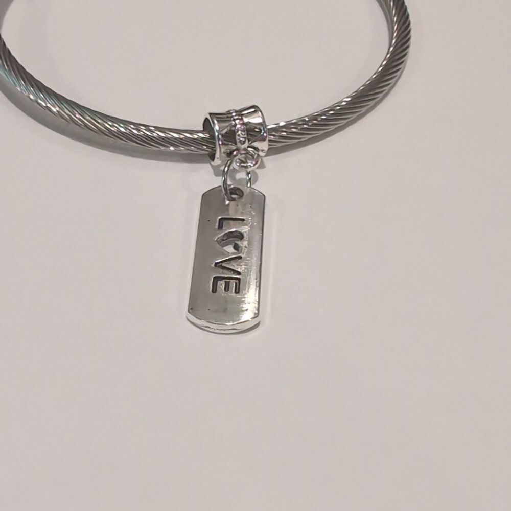 Silver Love Dangle Charm for‎ Pandora Style Bracelet